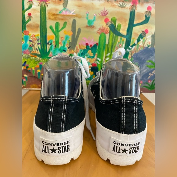 Converse Lug Sole Sneakers, Color Black, White,Women's Size 8 - Picture 7 of 12